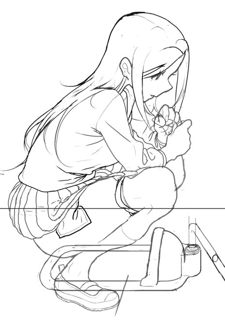 今回の同人誌に入れる予定だったトイレシーン見開きの下書き。
時間の都合でお蔵入りになっちゃったけどその内これも清書して上げる。かもしれない。 