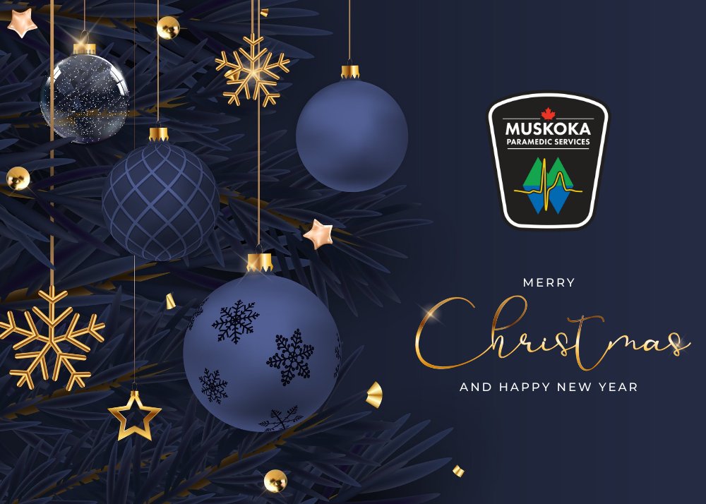 MuskokaPS's tweet photo. We could not be more proud of our team of #paramedics for their continued commitment to their communities during these challenging times. Thank you for what you do, and for answering the call over the holidays. From #Muskoka's paramedics to you, #MerryChristmas and #HappyHolidays https://t.co/PWXf9RH9z3