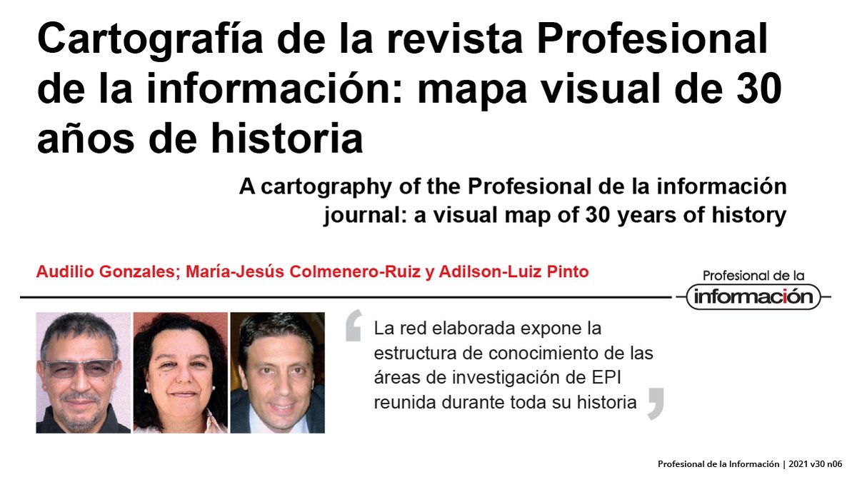 SCImagoEPI's tweet photo. Cartografía de la revista Profesional de la información: mapa visual de 30 años de historia. Por Audilio Gonzales; María-Jesús Colmenero-Ruiz y Adilson-Luiz Pinto

▶️ https://t.co/TdlTatwyiu

#Cartografía #MapasVisuales #VisualizaciónDeLaInformación #VisualizaciónInteractiva https://t.co/lAQLe964t3