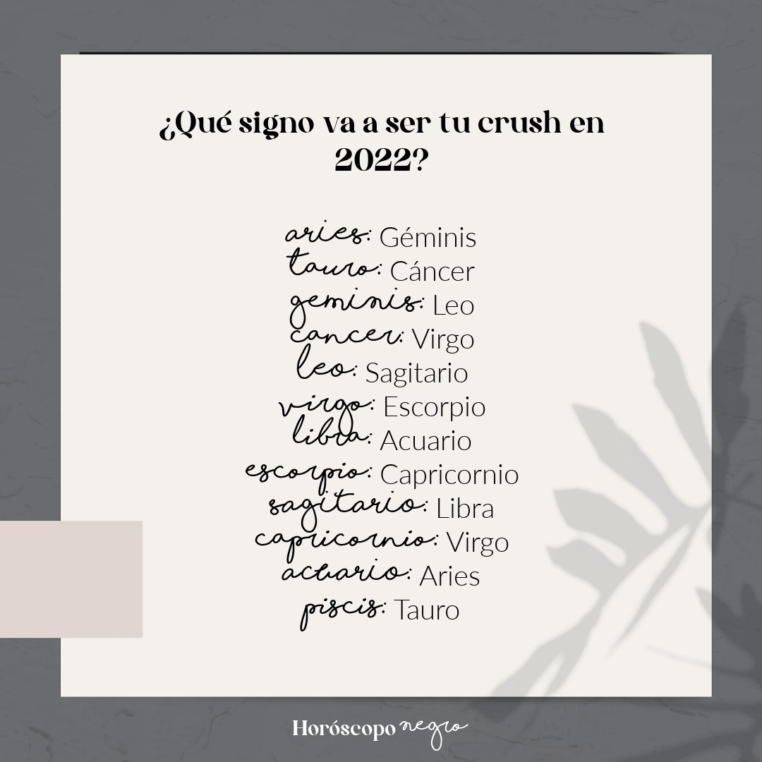 horoscoponegro's tweet photo. ¿Qué signo va a ser tu crush en 2022? 🔮 https://t.co/1xGWlNbb8w