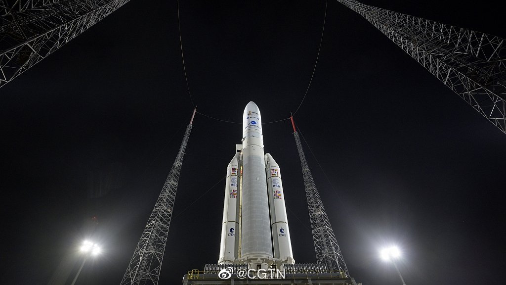 PDChina's tweet photo. The James Webb Space Telescope was launched on an Ariane 5 rocket from Europe's Spaceport in Kourou, French Guiana, on Sat. The Webb mission will explore every phase of cosmic history – from within the solar system to the most distant observable galaxies in the early universe. https://t.co/fMPoLHkA6O