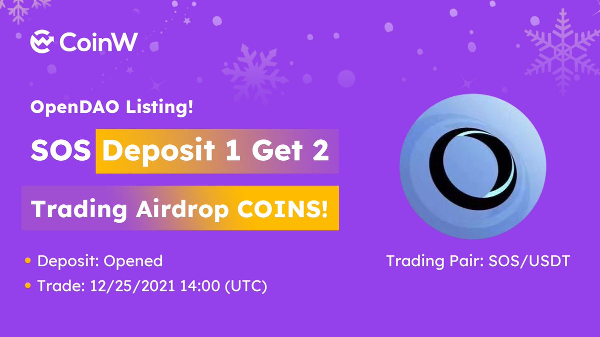 CoinWOfficial's tweet photo. 🎉Celebrate $SOS listing on #CoinW @The_OpenDAO

🎁Airdrop worth 500 USDT $SOS

✅Rt+Tag 3 friend
✅Fill in your CoinW UID

Form
https://t.co/thiu029cqa https://t.co/eZcdKBMvZN