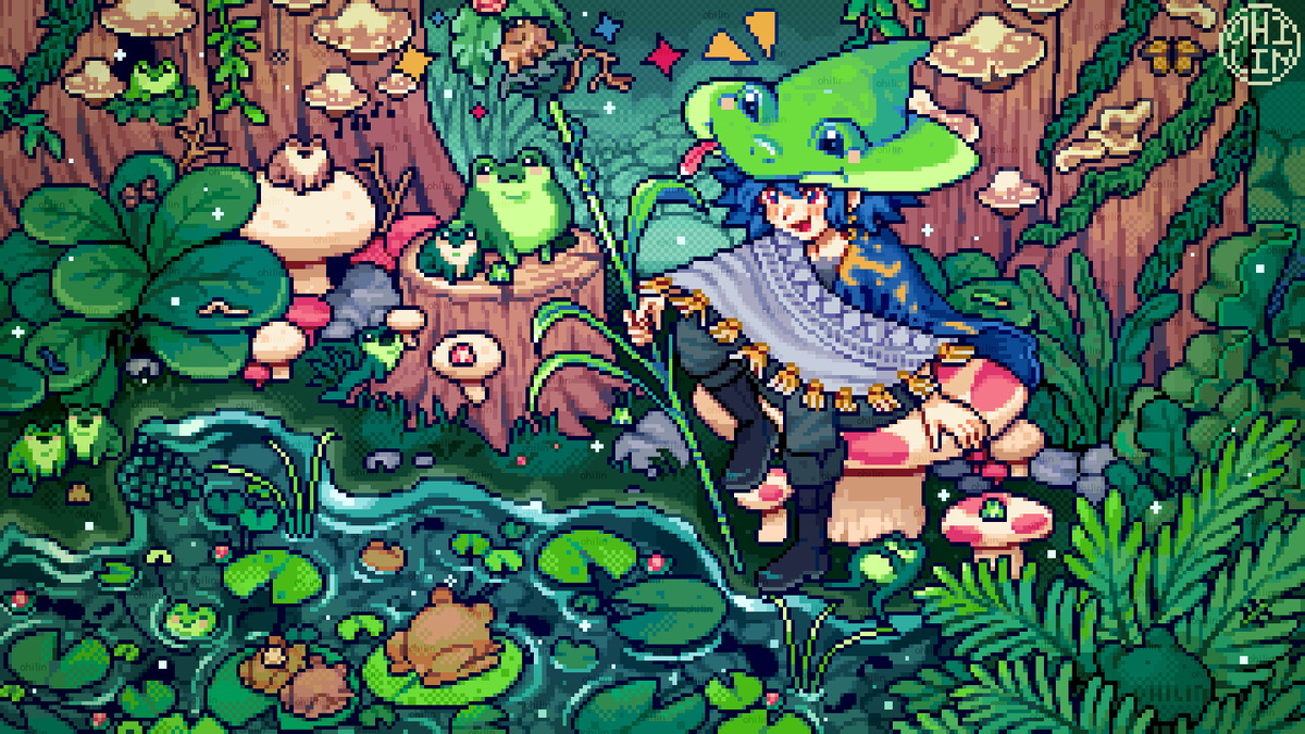ohilin's tweet photo. 🐸 Count the Frogs 🐸

#pixelart  #ドット絵 https://t.co/NAOjvJ1AgC