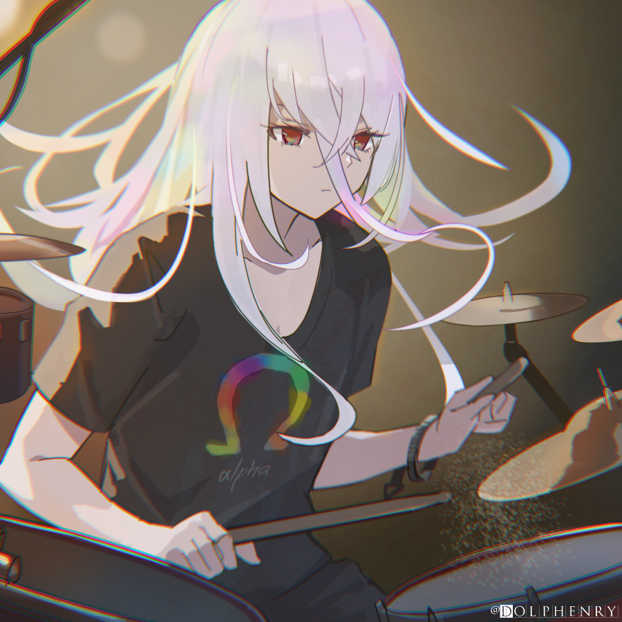 drum drum set drumsticks instrument long hair solo shirt  illustration images