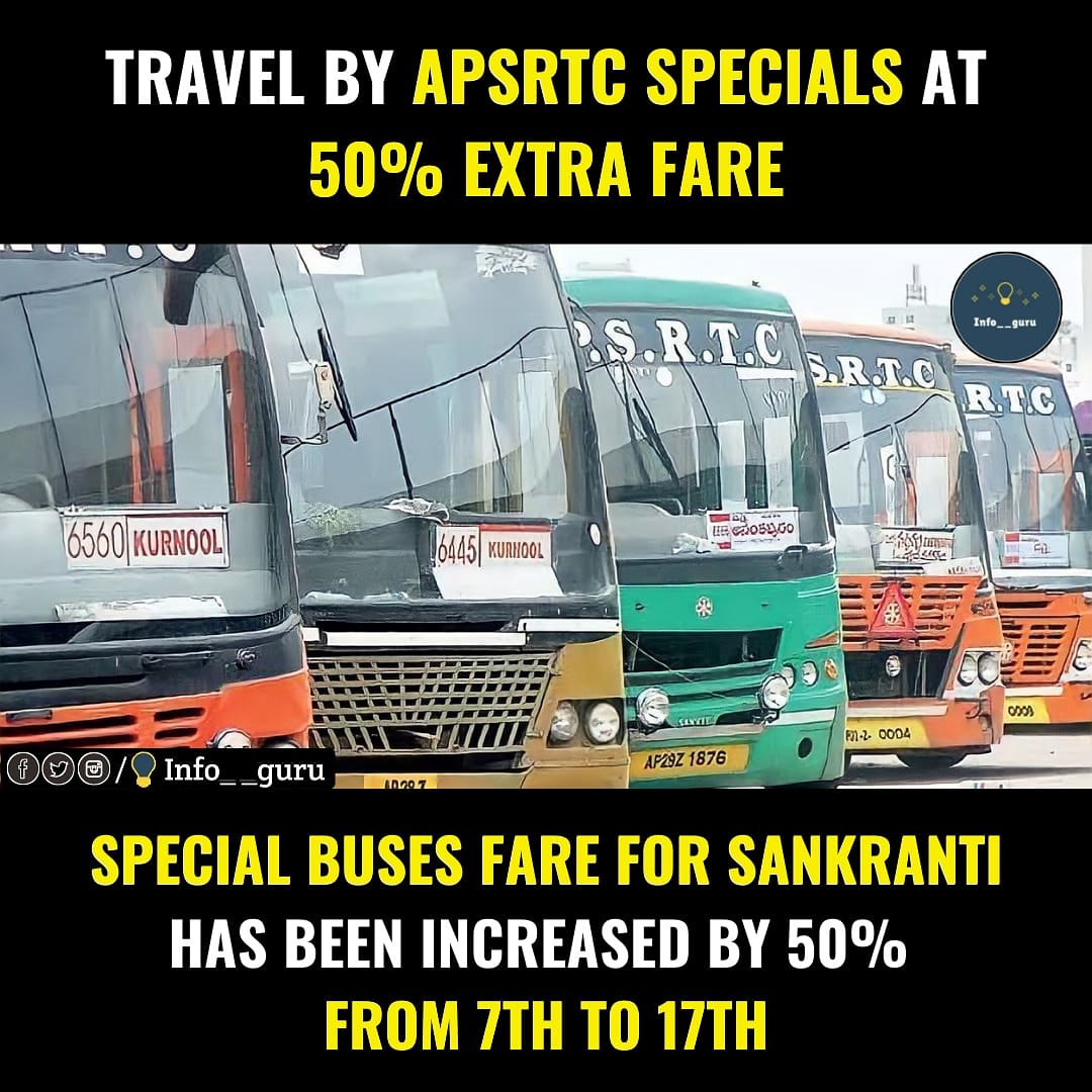Infoguru9's tweet photo. APSRTC bus charges hike 😬🙄
#info__guru #apsrtcbuses #apsrtc #apgovt #jagangovt #sankranti https://t.co/SBzEu9F1IP