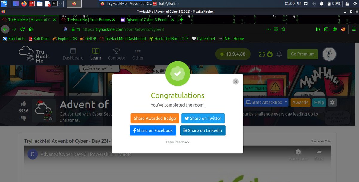 cyber_dessy's tweet image. woop woop 🎉🎉🎉🎉
Am super excited to have completed this year&apos;s Advent of Cyber3 on @RealTryHackMe  . Learnt tons of interesting stuffs I&apos;ve to build on right away. Thanks for this wonderful opportunity @RealTryHackMe  😊
#adventofcyber3 #adventofcyber2021 #tryhackme #AoC3