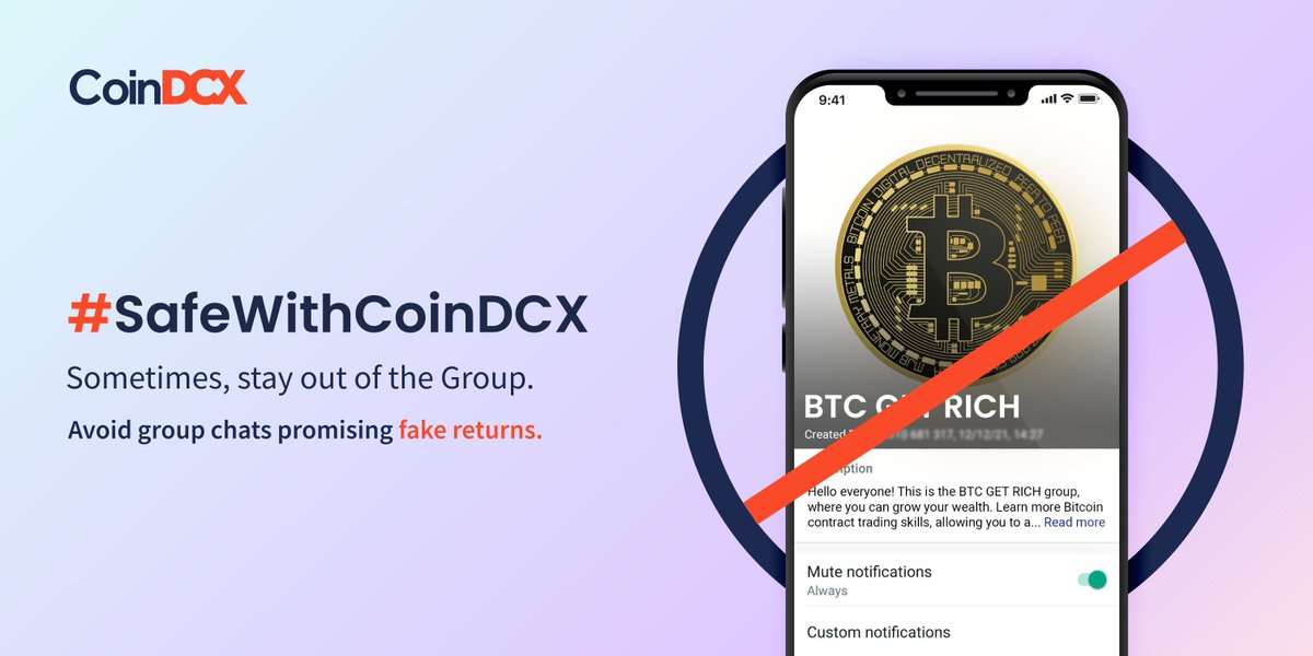 CoinDCX's tweet photo. #SafeWithCoinDCX

Safety just left the Chat! Stay away from spam WhatsApp groups where they share investment advice. 🧐

DYOR 🤗

#CoinDCX #TryCrypto https://t.co/fVzWWky0gY