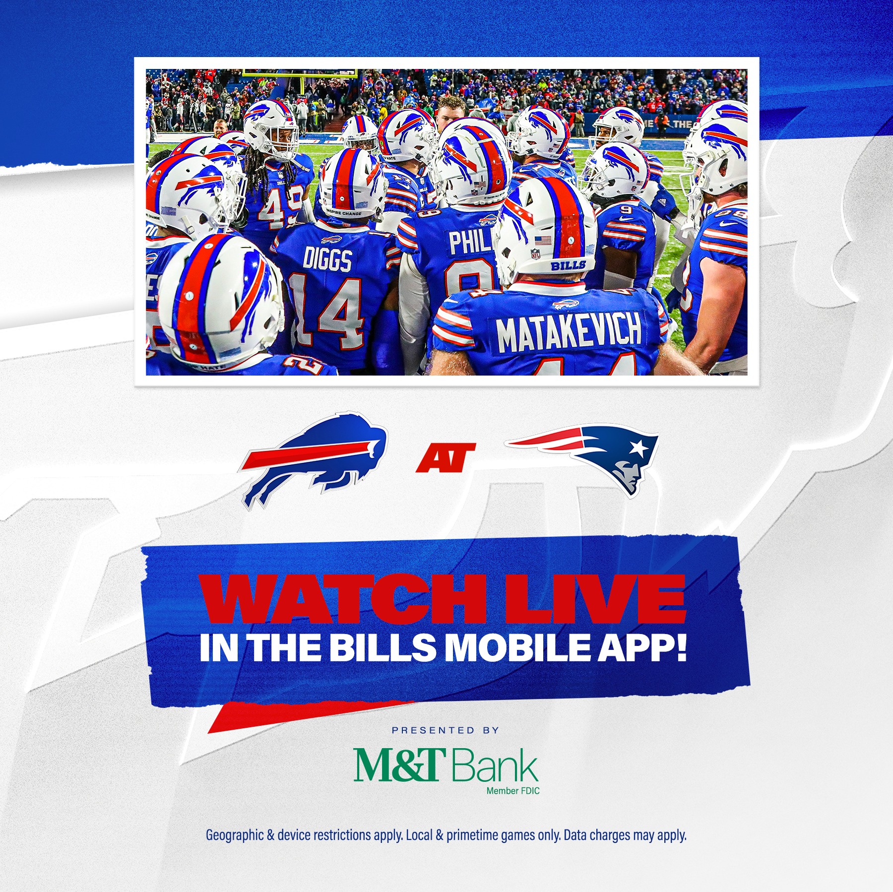 Buffalo Bills on X: 'Not at home for the game today? Watch #BUFvsNE in The  Bills App:   / X