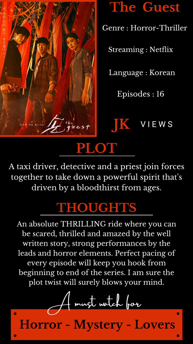 I always wonder how the K-Dramas are best at every aspect either it be a psycho thriller, Horror thriller or other genre. It always treat to watch their magic... #TheGuest #theguestreview #Kdrama #Netflix #KimJaeWook
