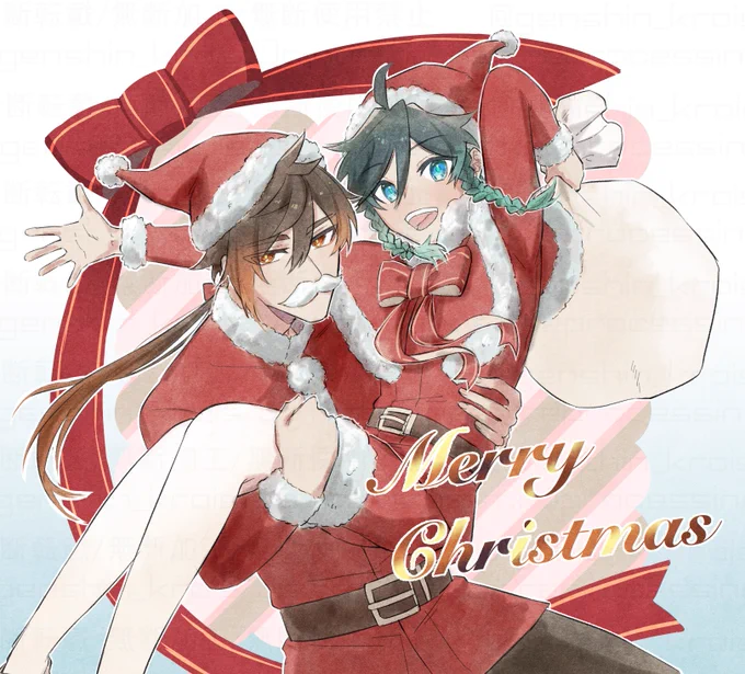 メリークリスマス!
間に合った〜!

#zhongli 
#venti 
