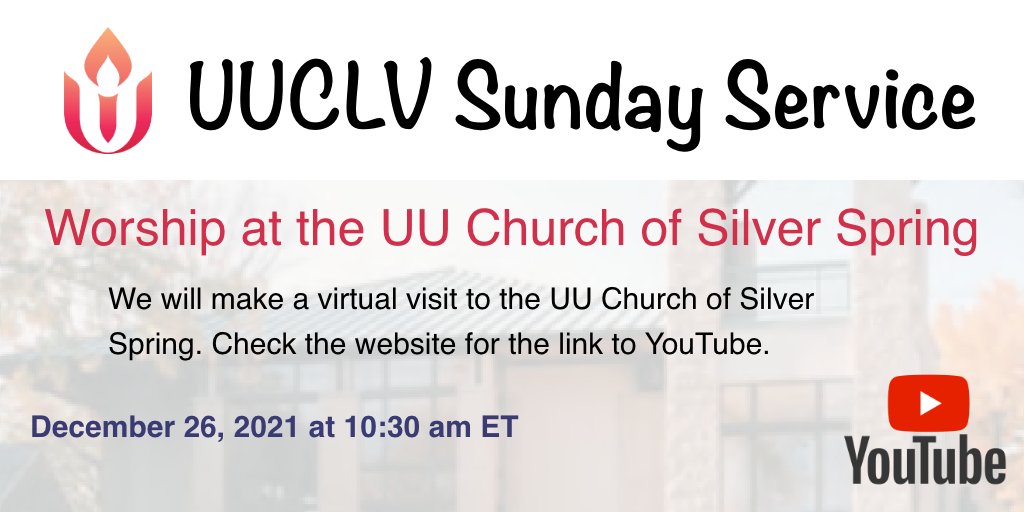 uuclvpa's tweet photo. We will be visiting UUCSS for our December 26 virtual Sunday Service at 10:30am. The YouTube link is in eNews and on the website: https://t.co/cnPLuXlgis
#uu #uuservice #uuchurch #unitarianuniversalism #unitarianuniversalist https://t.co/Wh804ddpnQ