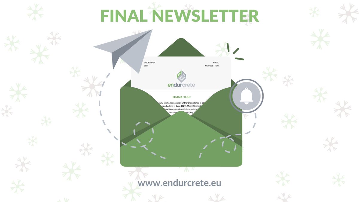 Have you read our final newsletter? ❄️
Read the final statement of the project coordinator, watch the #endurcrete final video, and much more!
Download here ➡️ bit.ly/3yVTPD6