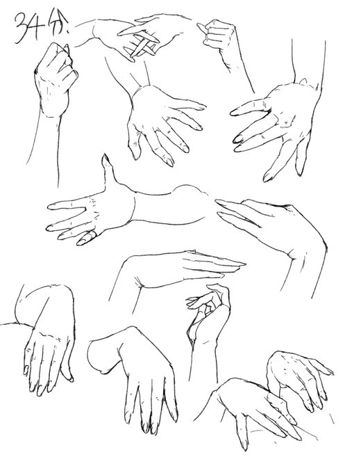 やっぱ手のほうが人体全体を描くよりもしんどい。 