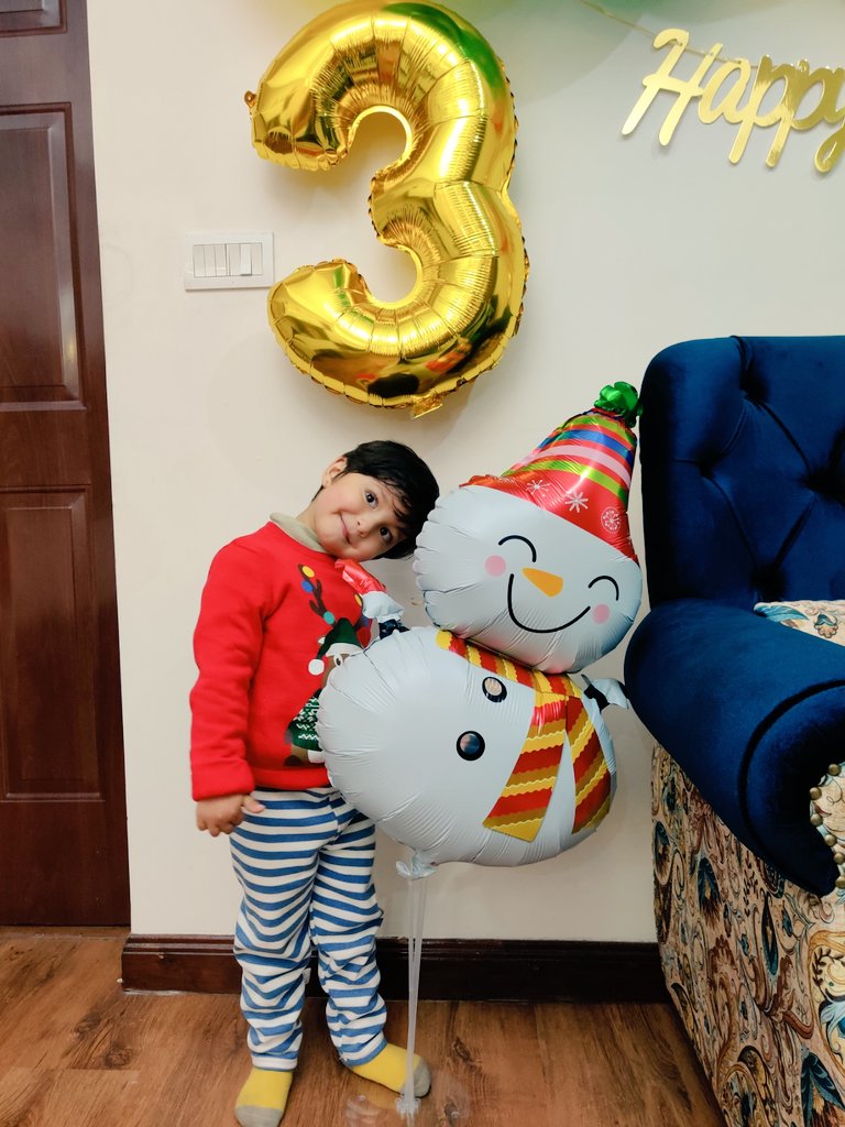 bipin977's tweet photo. Noor is 3 today. Forever thankful to Twitter family for taking him under the wing. #NoorBhannuLa3 #ChristmasThree #NoorDoingThings https://t.co/uKwmOGHO1y