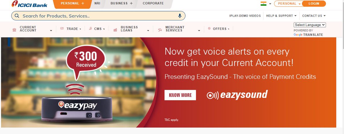 EazysoundLaunched Paytm type of sound system for every credit received https://www.icicibank.com/business-banking/cash-management-services/eazysound.page?ITM=nli_cms_BB_cms_eazysound_knowmore_btnComplete lists of tie-up with startups https://www.icicibank.com/business-banking/cash-management-services/connected-banking-library.page23..