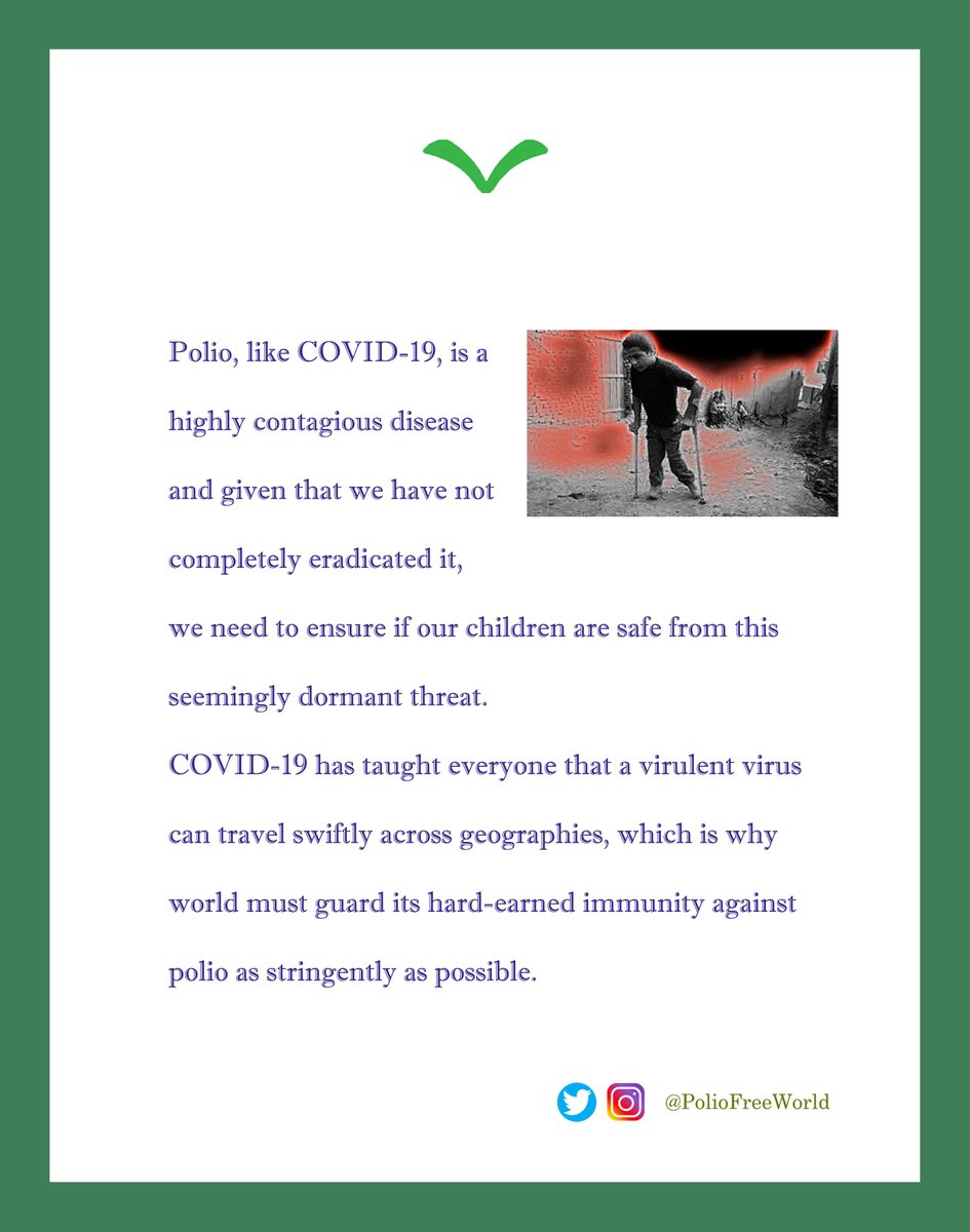 Covid_19 has taught everyone that virulent virus can travel swift across geographies, which is why the world must guard its hard_earned immunity against polio as stringently as possible.
We need to ensure if our children's are safe from this seemingly dormant threat.