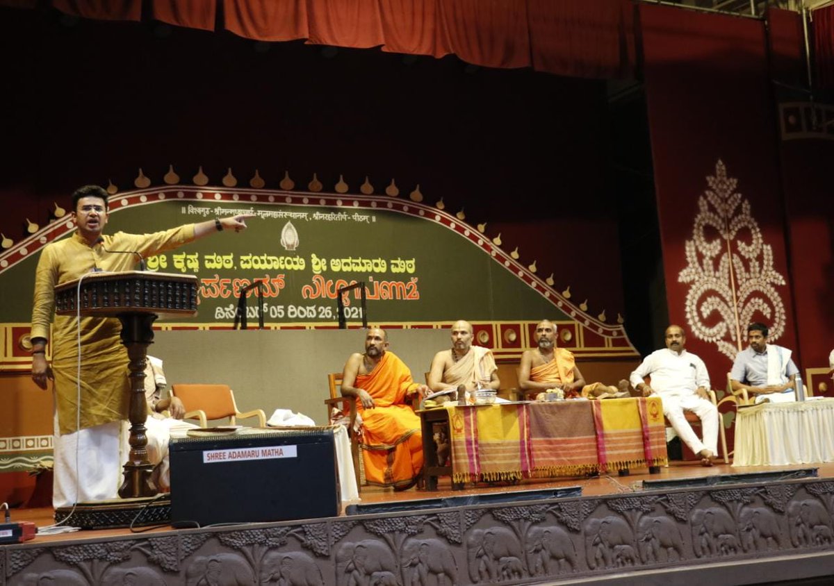 Tejasvi_Surya's tweet photo. Spoke on 'Hindu Revival' at Sri Krishna Math in Udupi today

After 2014, Bharat is finally decolonizing itself after 70+ years of colonial hangover

Following centuries of being ruled by foreign invaders, Bharat is re-emerging as 'Vishwaguru' https://t.co/giy6timR3N