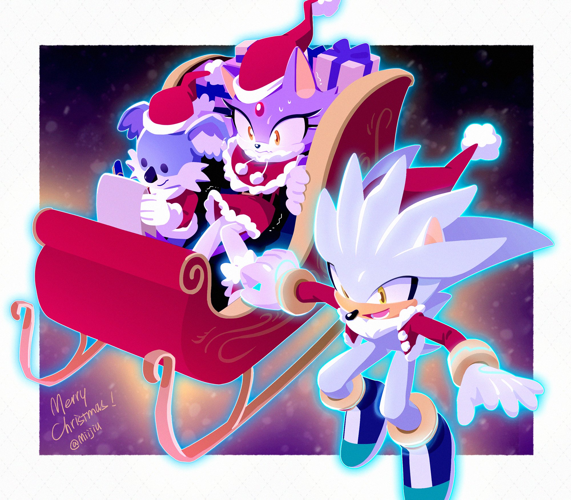 shadow the hedgehog and silver the hedgehog (sonic) drawn by miijiu