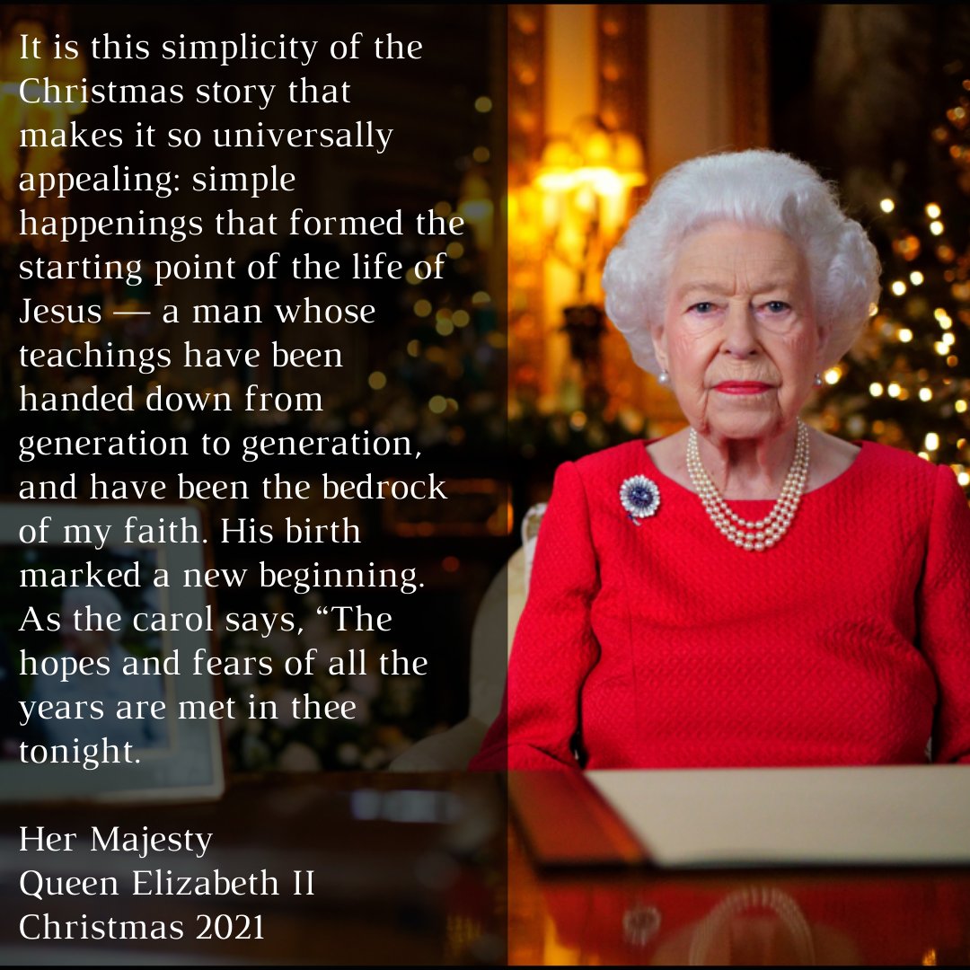 krishk's tweet photo. "Jesus — a man whose teachings have been handed down from generation to generation, and have been the bedrock of my faith. His birth marked a new beginning.  As the carol says, “The hopes and fears of all the years are met in thee tonight”
#QueensSpeech
Well said your majesty. https://t.co/4ilUaOhIqR