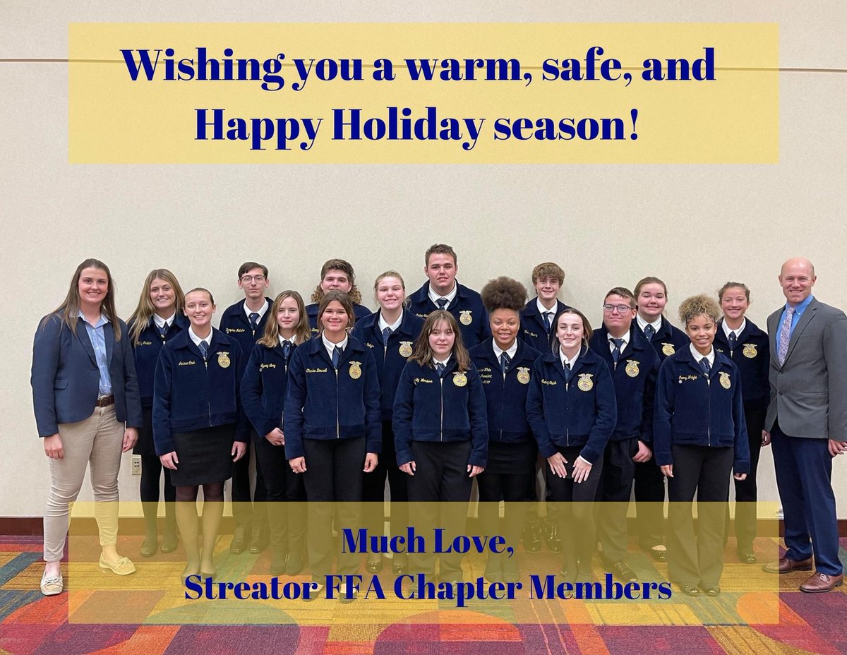 StreatFFA's tweet photo. Happy Holidays from the Streator FFA Chapter! #streator #illinois #FFA #ag #holidays https://t.co/M3fyt3LS7f