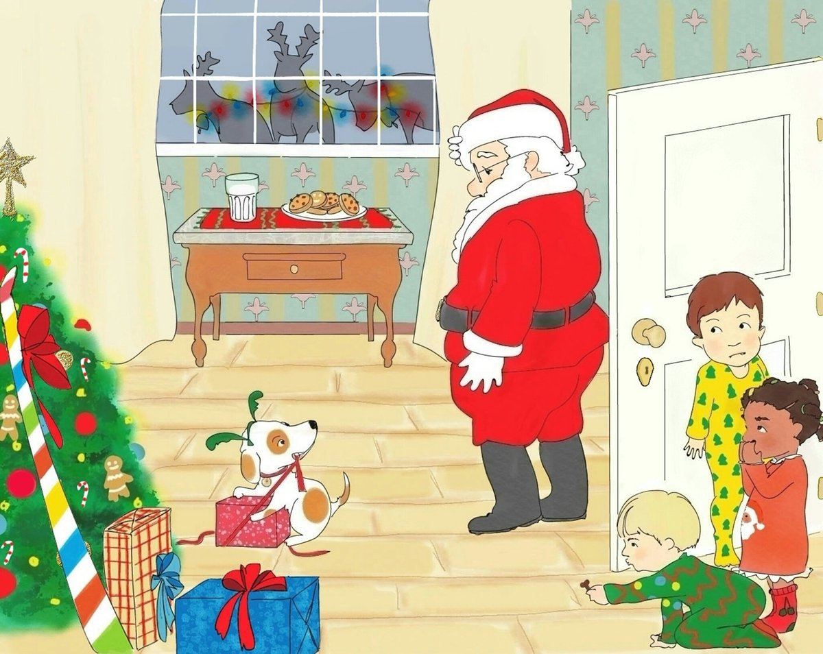 El_on_air's tweet photo. Restless puppy at Christmas Night 🎅🎄🎁🐕#restless #puppy #christmasnight #santaclaus #hiding #christmas #Childrensbook #illustration https://t.co/tbu67YMcbL