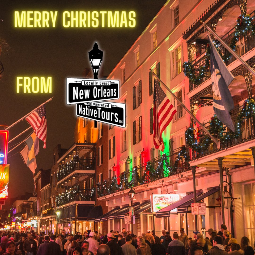 NONativeTours's tweet photo. Wishing you and your family a very Merry Christmas from New Orleans Native Tours! 🎄 #NativeTours https://t.co/SR7x1hFgA4