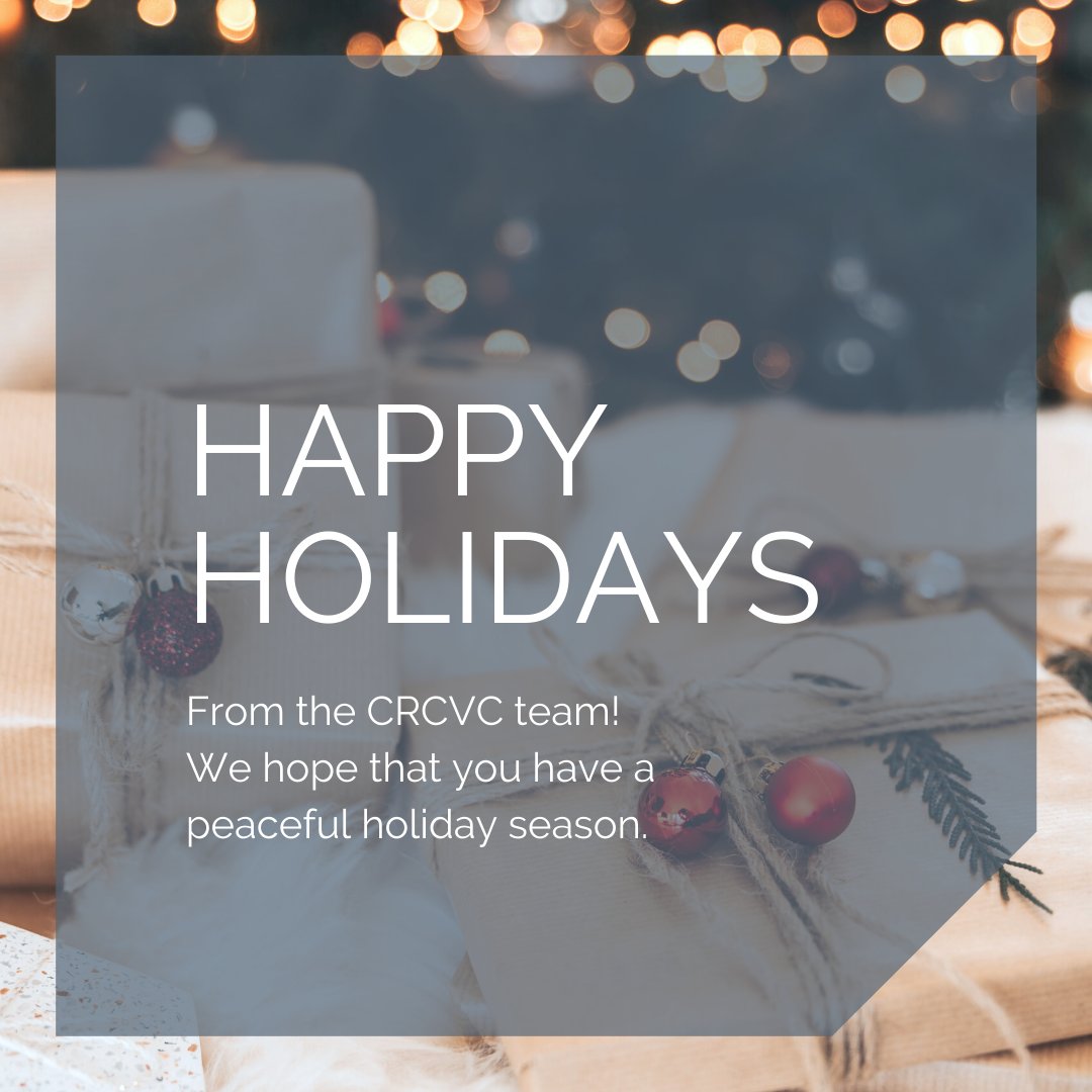 CRCVC's tweet photo. #HappyHolidays from the #CRCVC team! We hope that you have a #peaceful holiday season. https://t.co/zRgDf07J66