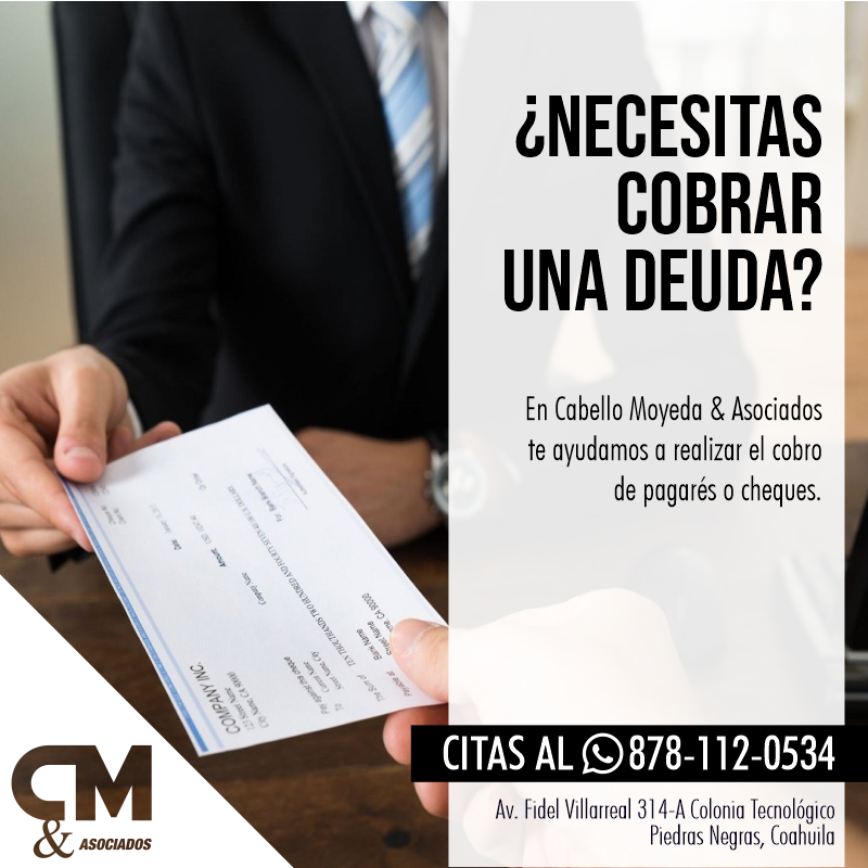 CabelloMoyeda's tweet photo. ¿Nesecitas cobrar una deuda? 💸

En Cabello Moyeda &amp; Asociados te ayudamos a realizar el cobro de tus pagarés o cheques.

#CabelloMoyedaYAsocs ⚖ https://t.co/5Ngpca3EEK