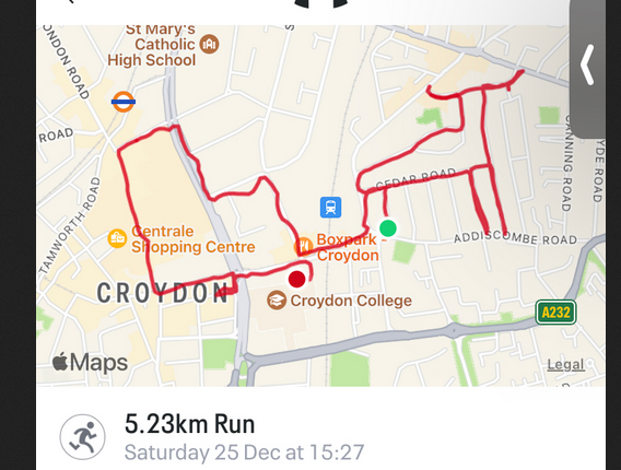 icklegui's tweet photo. themed route was what I needed to get me back out for a run for the first time in an age #C25K #Christmas #Croydon https://t.co/f7erWhMAEs