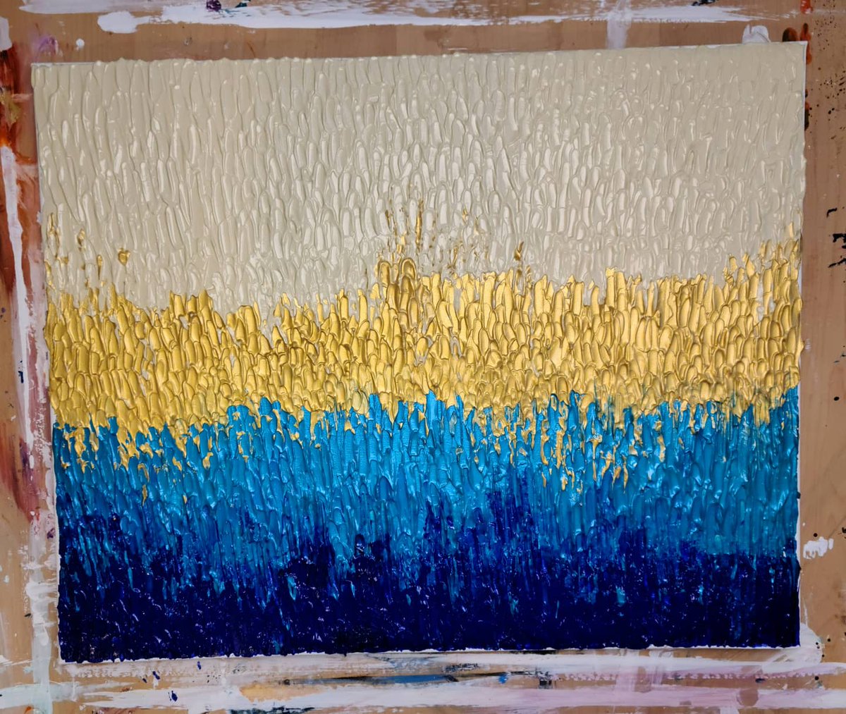 Merry Christmas!! Hope everyone is having a happy &amp; safe holiday season. Day 25 of #ArtAdventCalendar I present my Death by a Thousand cuts painting. 

Did this during an #ArtTherapy session. Was actually super relaxing  for my #mentalhealth . 

#ArtistOnTwitter
#artwork
#arte