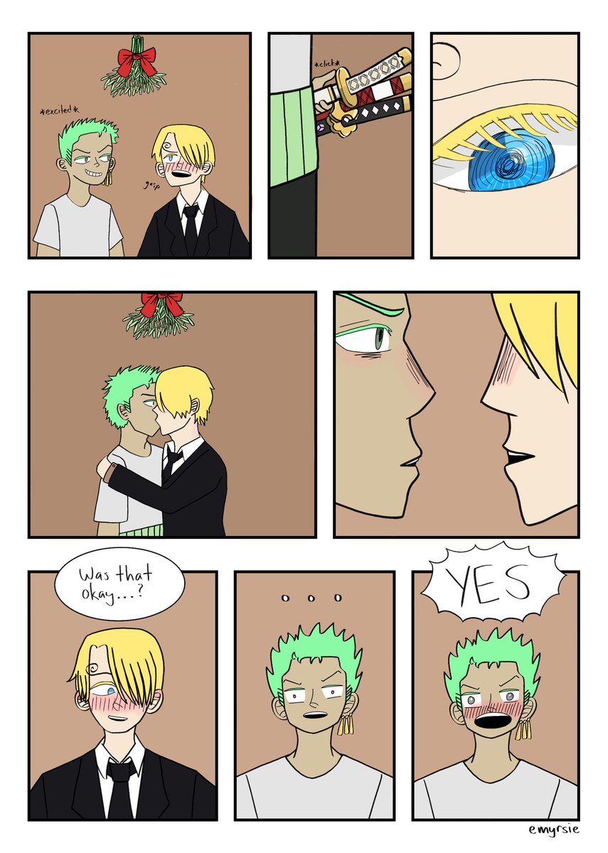 mercuryfrogs's tweet photo. ZS Club Secret Santa gift for @astroprimes >w<

Zoro wants to fight Sanji under the mistletoe but Sanji thinks Zoro wants to kiss him. Well it is true in the end! https://t.co/xHOhgus9w6