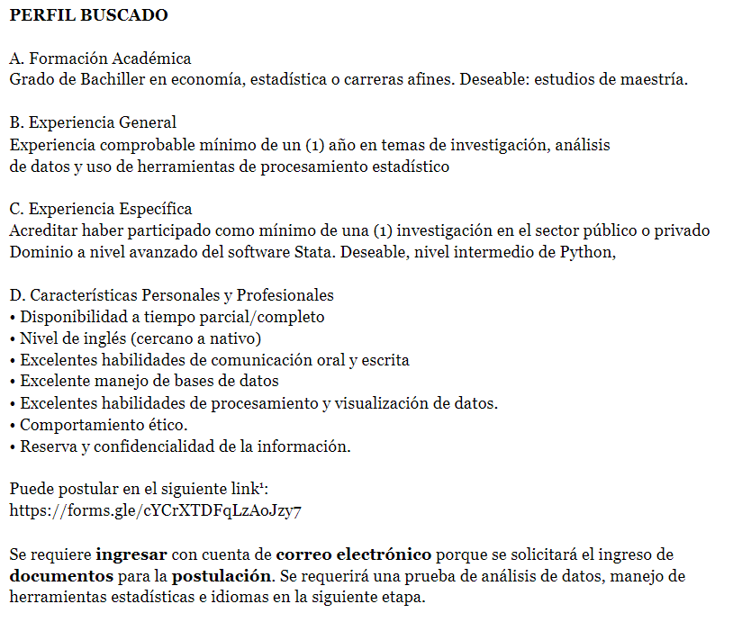 El Banco Interamericano de Desarrollo busca 1 Consultor para la Oficina de Planeamiento Estratégico en investigaciones sobre desarrollo y análisis de datos. Para mayor detalle, consultar a <a href="/gaston_pierri/">Gastón Pierri</a>

Postule aquí: 
forms.gle/cYCrXTDFqLzAoJ…