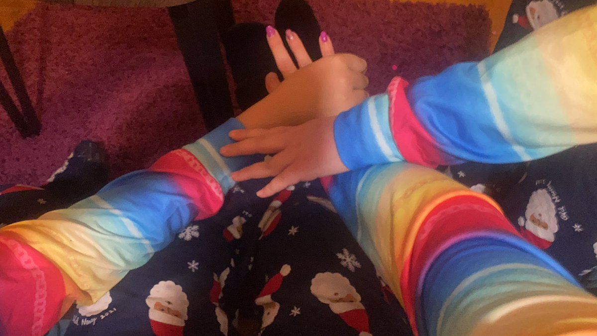 ruthgreen76's tweet photo. Still in our matching jammies… and our new “team” sweatshirts #2Spiritkids #queerfam #femmeAF #covidchristmas https://t.co/kjm4mfBrg4