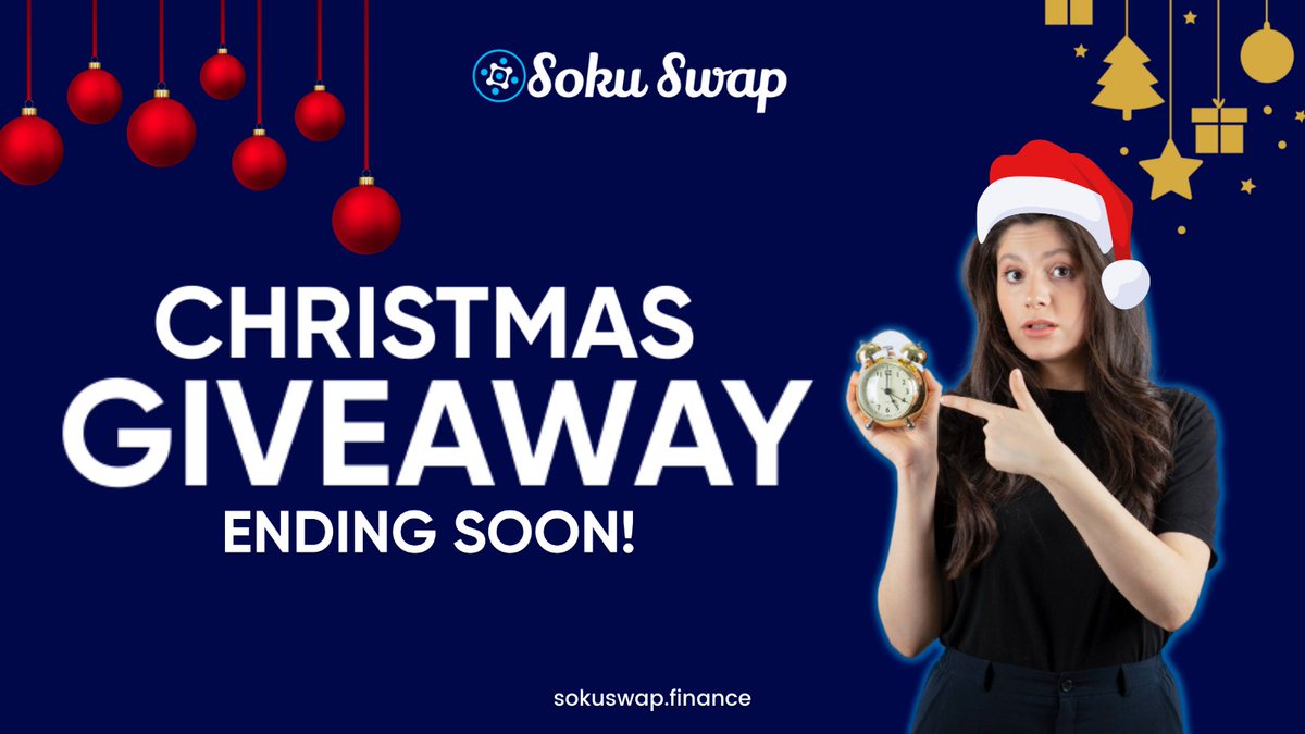 SokuSwap's tweet photo. Christmas🎄Giveaway!🎁 ending soon!

🔔Rules: Submit your wallet address, and a lucky winner or winners will be picked and rewarded. 

🔜Register now: https://t.co/4HmiAQrbIR

#Giveways #Giveaways #Crypto #sokuswap #DeFi #Binance #BSC #passiveincome https://t.co/XXLVfI6XCQ