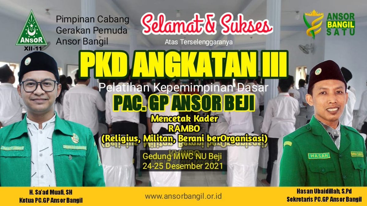 ansorbangilcen1's tweet photo. Selamat &amp; Sukses
PKD ANGKATAN III
PAC GP Ansor Beji
#KaderRamboPKD3Beji https://t.co/s70yFyUmao