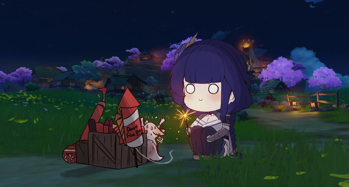 PizzaCeline05's tweet photo. Ei Setting off firework should be safe #GenshinImpact #原神 https://t.co/FsjOtVchZ6