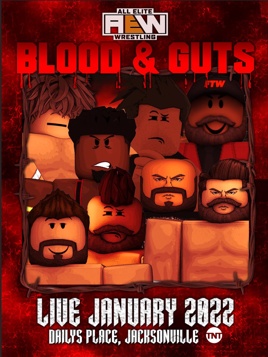 AEWROBLOX1's tweet photo. 𝐀𝐄𝐖 𝐒𝐩𝐞𝐜𝐢𝐚𝐥 𝐉𝐚𝐧𝐮𝐚𝐫𝐲 𝟐𝟎𝟐𝟐 𝐏𝐫𝐞𝐬𝐞𝐧𝐭𝐬 
𝐁𝐋𝐎𝐎𝐃 𝐀𝐍𝐃 𝐆𝐔𝐓𝐒 https://t.co/tgPvRQjTm1