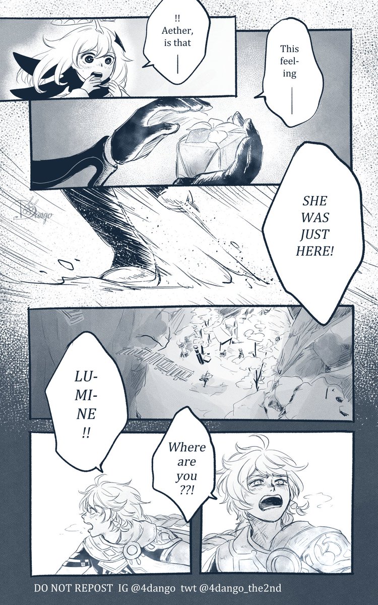 4dango_the2nd's tweet image. Missing You [2/2]

Even if they are separated from you

#GenshinImpact #原神 #aether #lumine