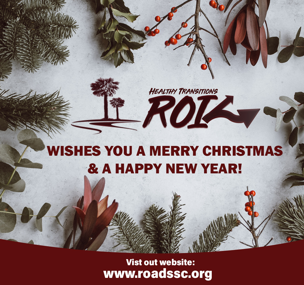 Roads_SC's tweet photo. Happy Holidays from ROI! Remember to mind your #mentalhealth as you celebrate.

If you're struggling, support is available 24/7 by texting MHA to 741-741. The holidays can be hard. Don't be afraid of seeking help.

#RoadsofIndependence 
#MerryChristmas 
#HappyNewYears https://t.co/ftnXVqHZLN
