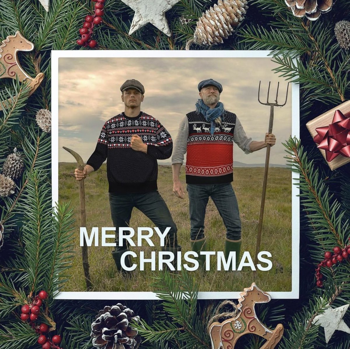 Merry Xmas from these two woolly jumpers <a href="/MenInKiltsSTARZ/">Men in Kilts: A Roadtrip with Sam and Graham</a>