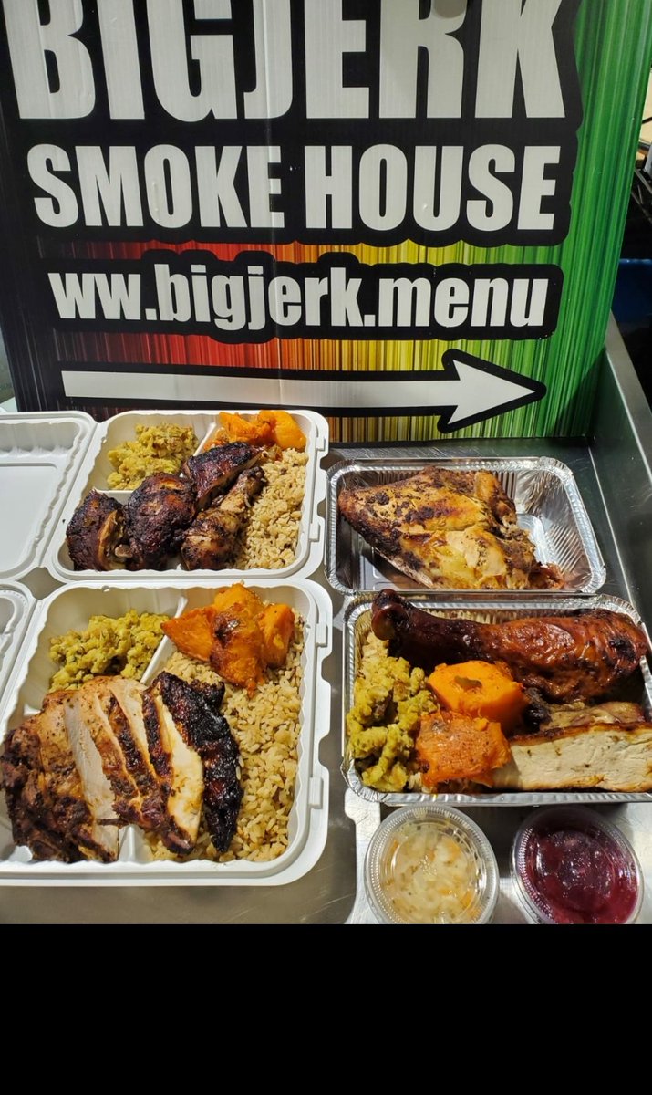 bigjerk_menu's tweet photo. Yes we are open till 5pm today
Jerk Turkey Sold out!

Now serving 
Jerk chicken or
Jerk pork
Comes with Rice'n'peas, slaw
Sweet potatoes, Stuffing and Cranberry
 
Call 519-590-5375 

We are sold out of Jerk Turkey! https://t.co/zd2QlS7IMd