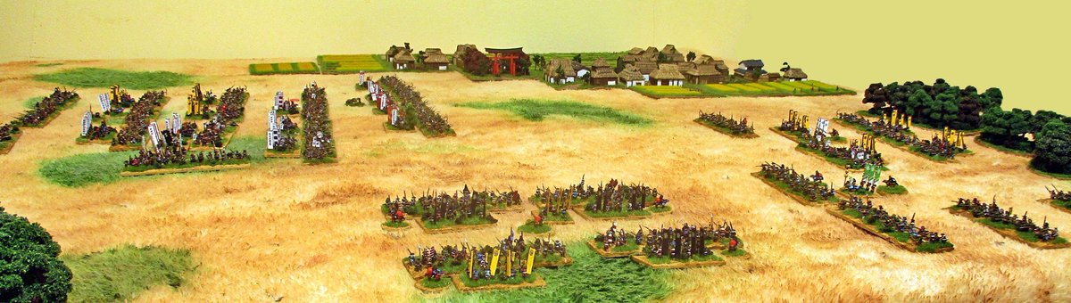 ADCPainting's tweet photo. [6mm Sengoku] Trying out rules with more units, although the units are only half the size of what they should be. https://t.co/b7u23vrLM5