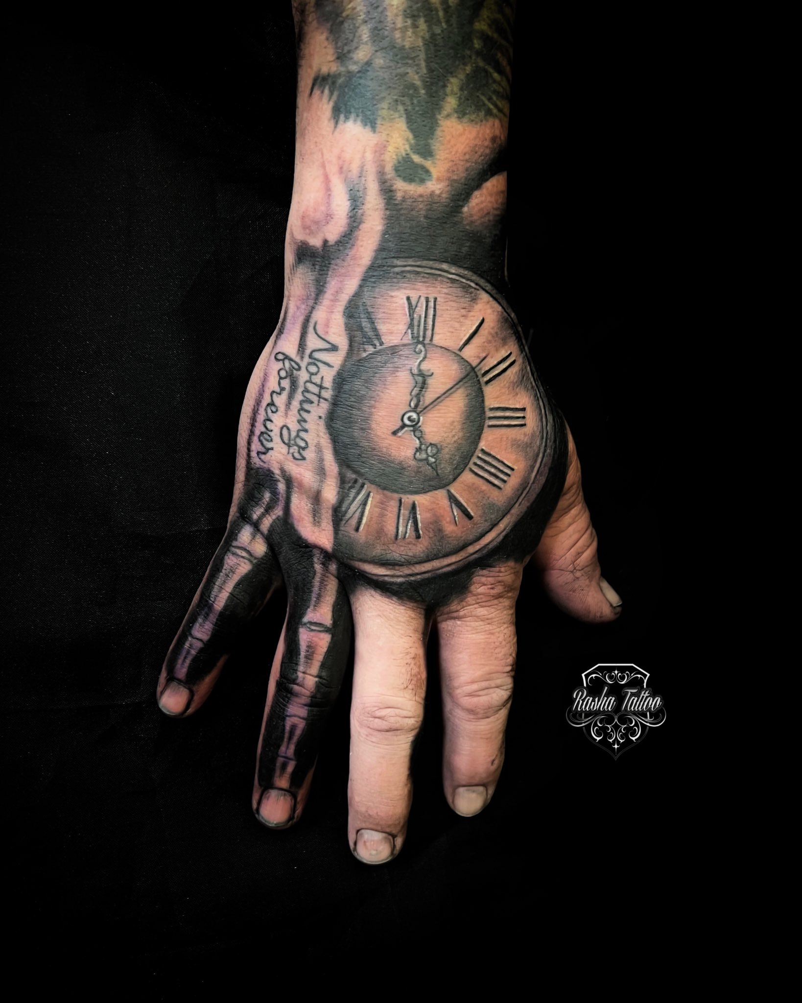 Pocket Watch Hand Tattoo