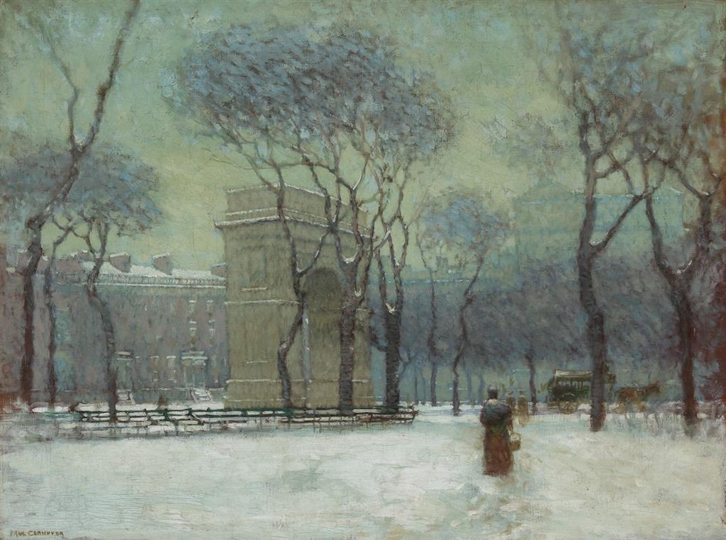 sophrisyne's tweet photo. winter landscapes in cities by Paul Cornoyer https://t.co/T42kxyWvoi