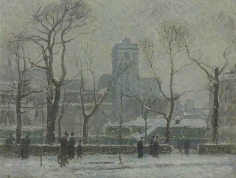 sophrisyne's tweet photo. winter landscapes in cities by Paul Cornoyer https://t.co/T42kxyWvoi