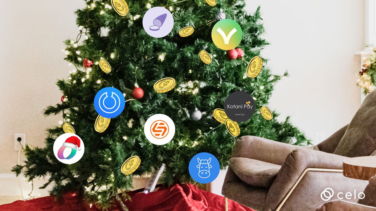 Celo's tweet photo. Wishing you Happy Holidays from Celo! 🎅🏼 🎄 🎁 https://t.co/UuMKkk7Fyi