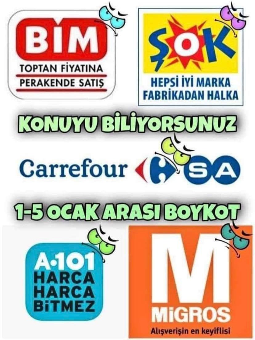 AtabilenYavuz's tweet photo. Haydi hep beraber
A101, BİM, MİGROS, ŞOK,CARREFOUR
tüm zincir marketlere..
#özelgüvenlik
#boykot
#DevBoykot https://t.co/CLSmZsDxt8