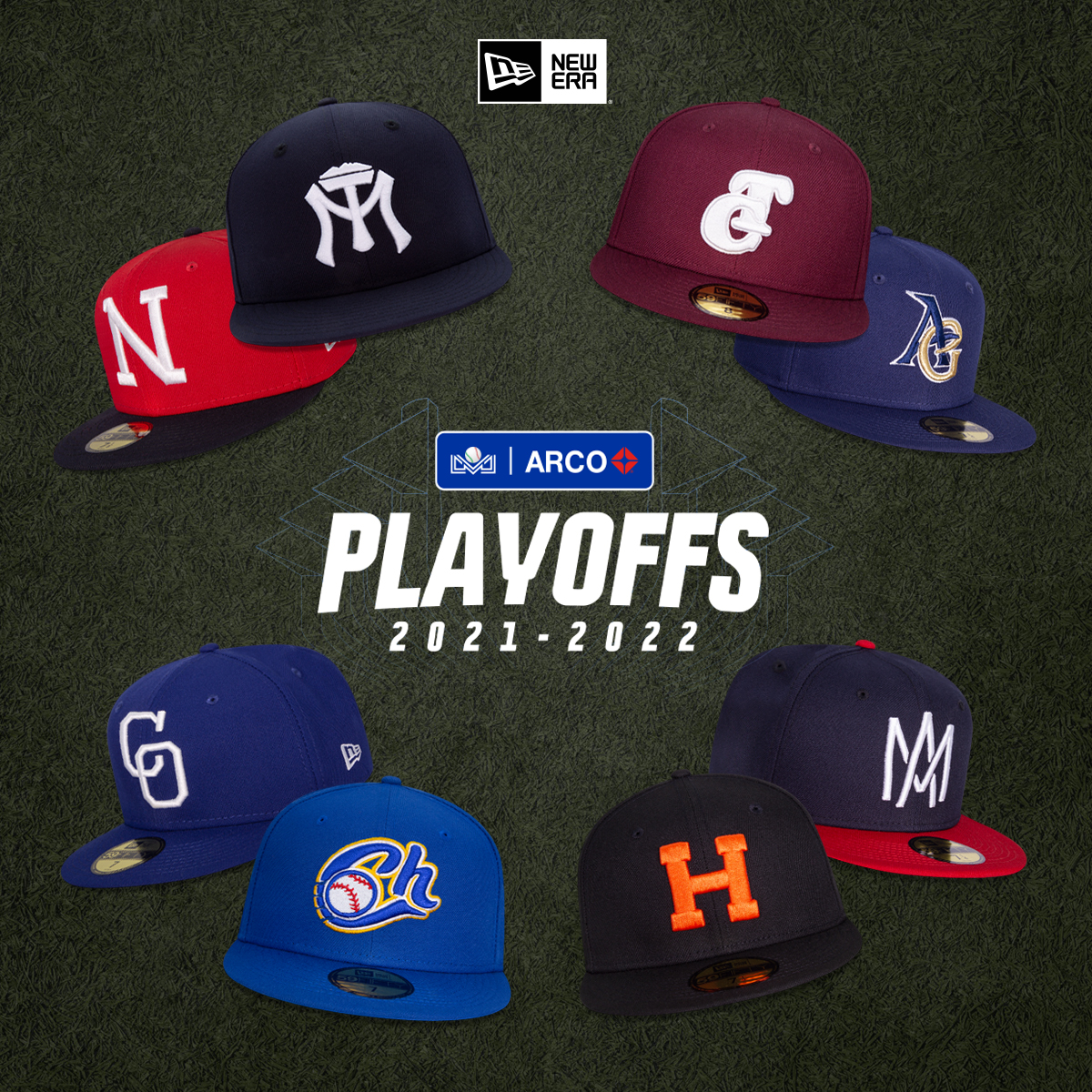 NewEraMx's tweet photo. ¡Estamos a una horas del arranque de los playoffs de la @Liga_Arco! Apoya a los tuyos con la gorra de tu equipo favorito, disponibles en New Era Online: https://t.co/6XsIjq5O12 https://t.co/EBvQNImJsX