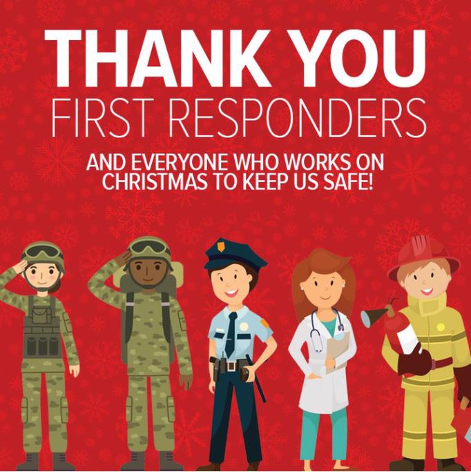 KENS5's tweet image. To the doctors, military members, firefighters, law enforcement and all other first responders working to keep their communities safe over the Christmas season, thank you🎄