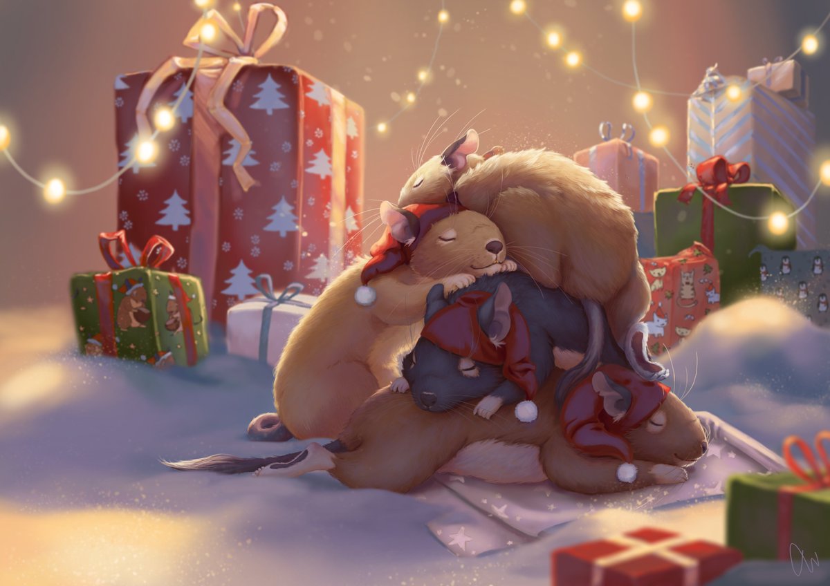 DigitalartAw's tweet photo. I drew the image for a small animal welfare organisation (Deguhilfe Süd e.v.) specialized in Degus. I really love these rodents, such special little monsters 😊
So merry christmas! 🎄 https://t.co/mzQ9j7Axhc